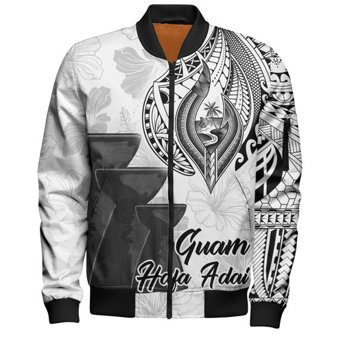 Guam Bomber Jacket Hafa Adai Guam Seal Half Sleeve Tattoo