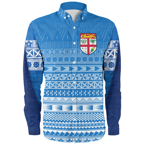 Fiji Long Sleeve Shirt Tapa Fijian Seamless Pattern
