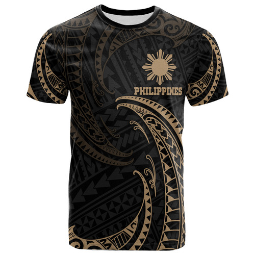 Philippines Filipinos T-Shirt Gold Tribal Wave1