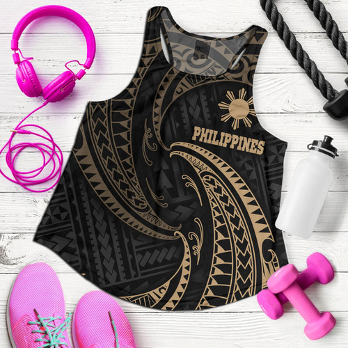 Philippines Filipinos Women Tank Gold Tribal Wave