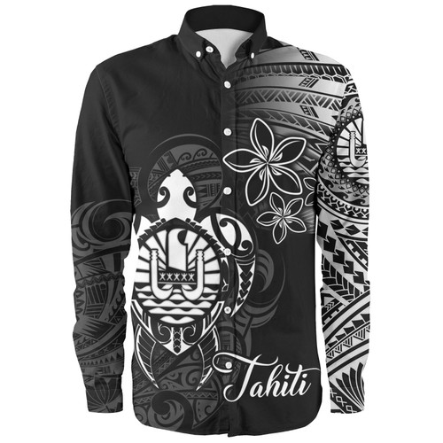French Polynesia Custom Personalised Long Sleeve Shirt Seal Turtle Plumeria Tribal Patterns