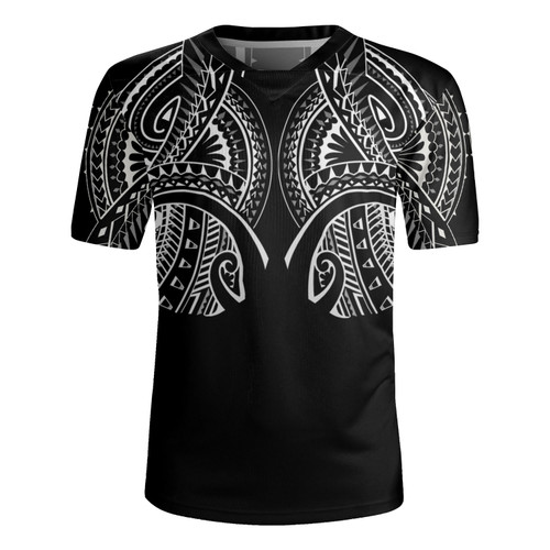Hawaii Custom Personalised Rugby Jersey Black Polynesian Tribal Tatau Design