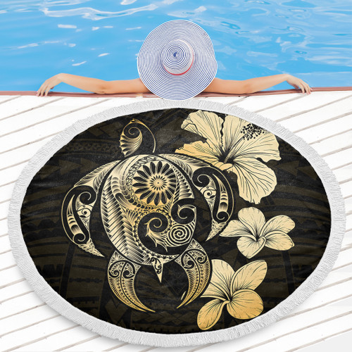 Hawaii Beach Blanket Hibiscus Plumeria Mix Polynesian Turtle