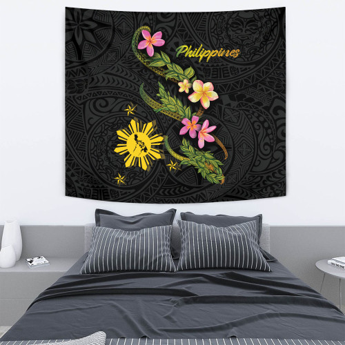 Philippines Filipinos Tapestry Philippines Sun And Map Plumeria Tribal