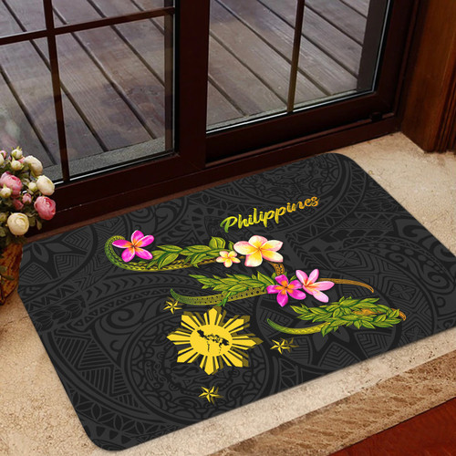 Philippines Filipinos Door Mat Philippines Sun And Map Plumeria Tribal