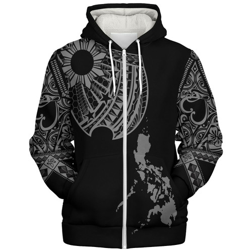 Philippines Filipinos Custom Personalised Sherpa Hoodie Filipinos Sun Tatau Tribal Patterns
