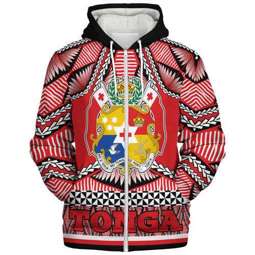 Tonga Sherpa Hoodie Tonga Kingdom Tongan Ngatu Style