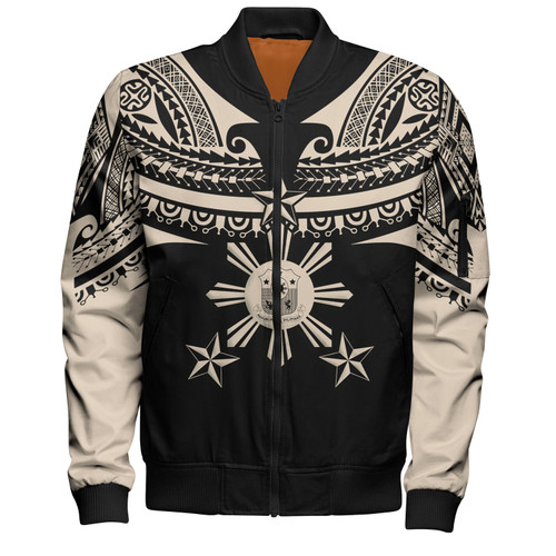 Philippines Filipinos Custom Personalised Bomber Jacket Filipinos Coat Of Arms Tribal Tattoo Style