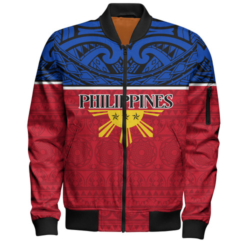 Philippines Filipinos Custom Personalised Bomber Jacket Coat Of Arms Tribal Patterns Style