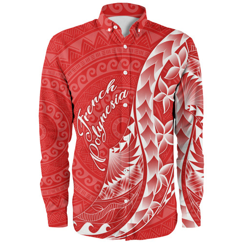French Polynesia Custom Personalised Long Sleeve Shirt Coat Of Arms Tribal Patterns Style
