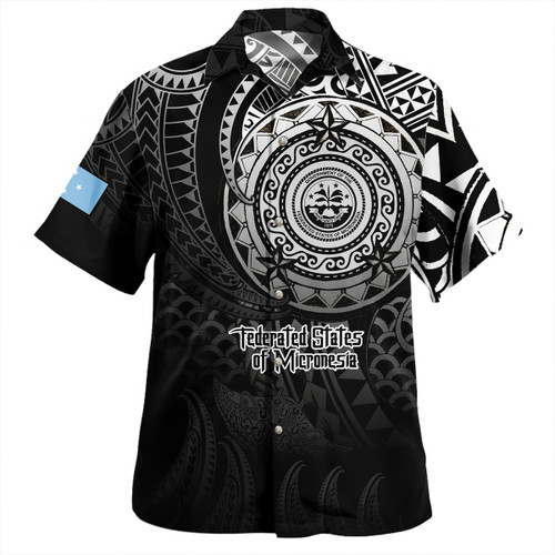 Federated States Of Micronesia Hawaiian Shirt Pearl Of The Pacific Black Polynesian Tattau