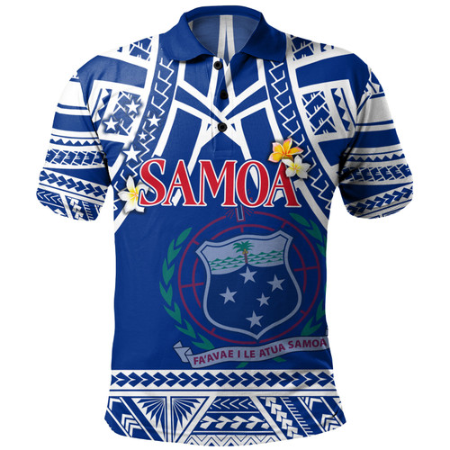 Samoa Custom Personalised Polo Shirt Polynesian Plumeria Flowers Mix Tribal Patterns