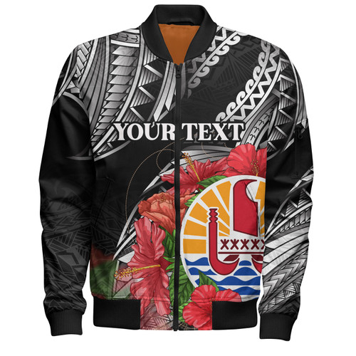 French Polynesia Custom Personalised Bomber Jacket Seal Hibiscus Flowers Special Style