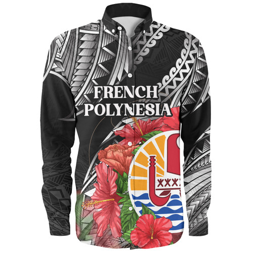 French Polynesia Custom Personalised Long Sleeve Shirt Seal Hibiscus Flowers Special Style