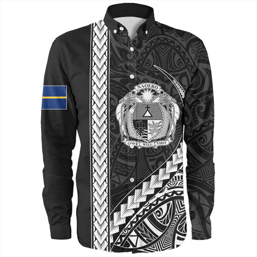 Nauru Long Sleeve Shirt Tribal Micronesian Coat Of Arms