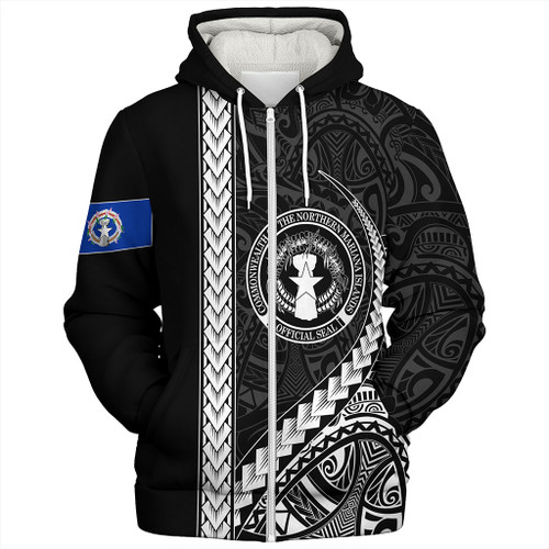 Northern Mariana Islands Sherpa Hoodie Tribal Micronesian Coat Of Arms