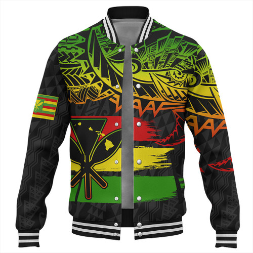 Hawaii Baseball Jacket Kanaka Maoli Tribal Polynesian Grunge Flag