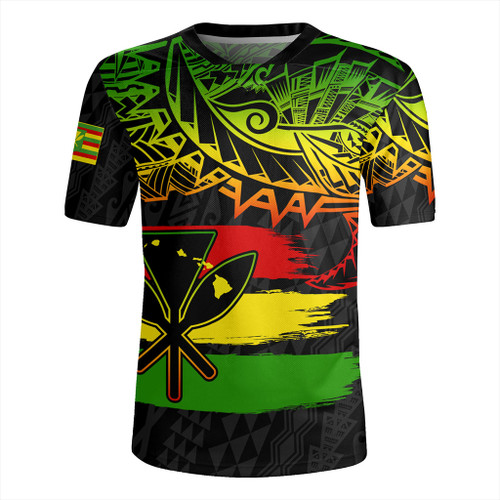Hawaii Rugby Jersey Kanaka Maoli Tribal Polynesian Grunge Flag