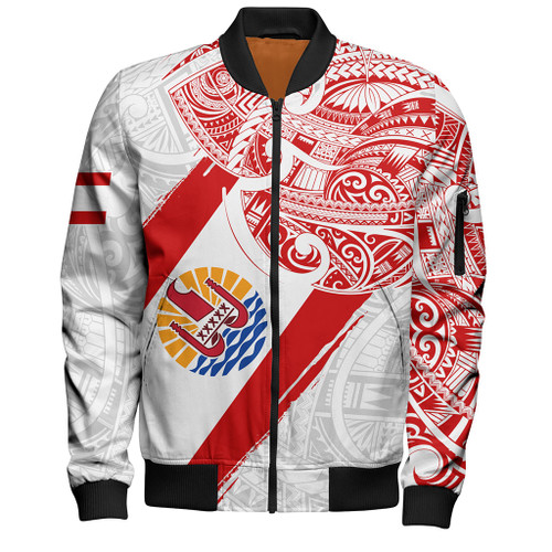 Tahiti Bomber Jacket Tribal Traditional Flag