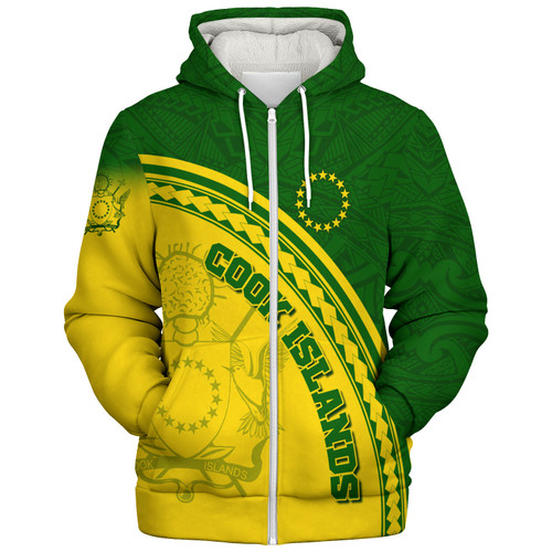 Cook Islands Custom Personalised Sherpa Hoodie Polynesian Tribal Patterns Curve Style