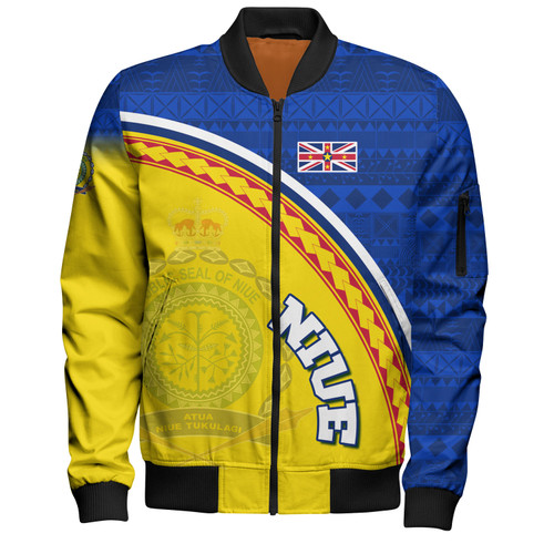 Niue Custom Personalised Bomber Jacket Niue Patterns Hiapo Curve Style