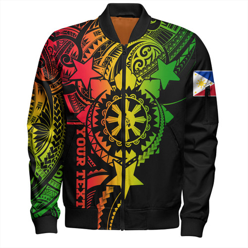 Philippines Filipinos Bomber Jacket - Proud To Be Filipino Tribal Sun Batok Reggae Style