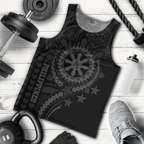 Philippines Filipinos Tank Top - Proud To Be Filipino Tribal Sun Batok Grey Style