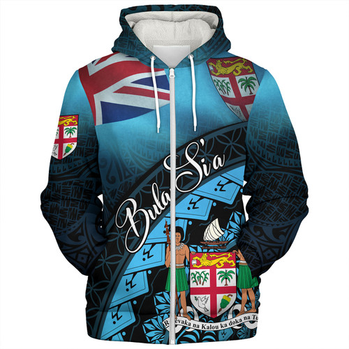 Fiji Custom Personalised Sherpa Hoodie Bula Si'a Fijian Flag Tapa Patterns Style