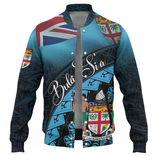 Fiji Custom Personalised Baseball Jacket Bula Si'a Fijian Flag Tapa Patterns Style