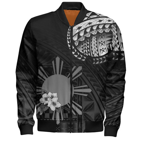 Philippines Filipinos Bomber Jacket Filipinos Sun Tribal Patterns Jasmine Flowers Style