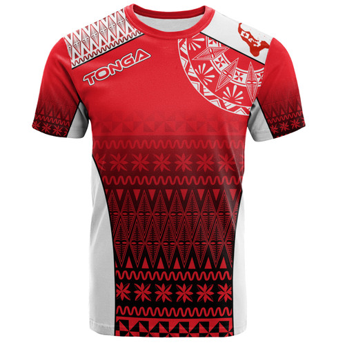 Tonga Custom Personalised T-Shirt Map Tongan Ngatu Gradient Style