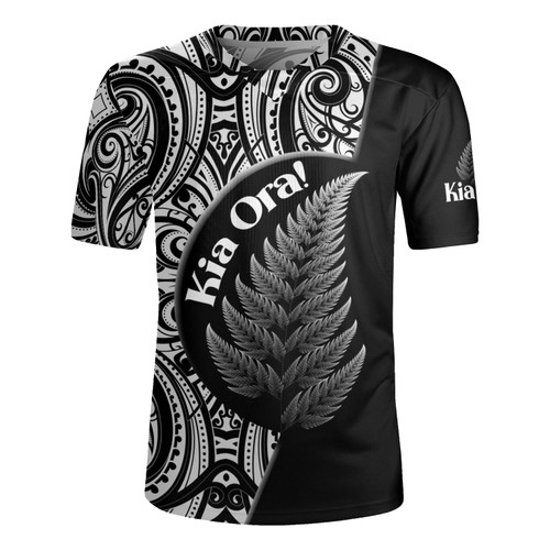 New Zealand Custom Personalised Rugby Jersey Kia Ora Silver Ferns Style