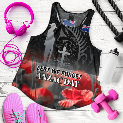 New Zealand Custom Personalised Women Tank  Anzac Day Silver Fern Maori Style