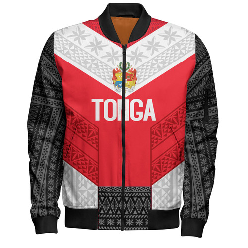 Tonga Custom Personalised Bomber Jacket Mate Ma'a Tonga Ngatu Patterns