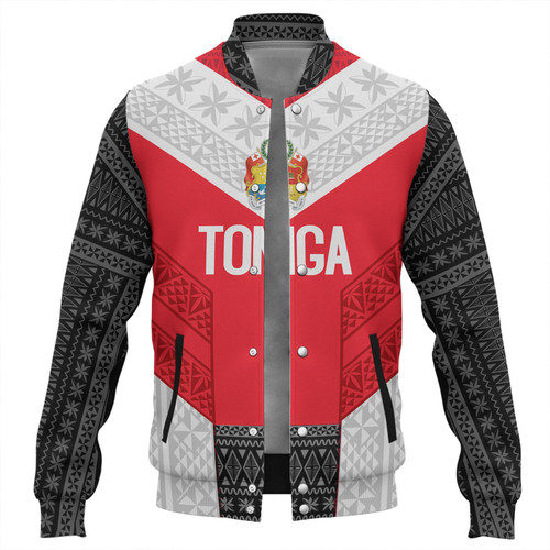 Tonga Custom Personalised Baseball Jacket Mate Ma'a Tonga Ngatu Patterns