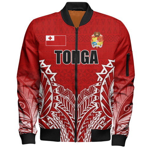 Tonga Custom Personalised Bomber Jacket Seal With Flag Style