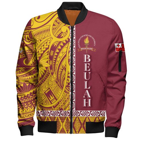 Tonga Custom Personalised Bomber Jacket Beulah College Simple Ngatu Patterns