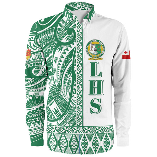 Tonga Custom Personalised Long Sleeve Shirt Liahona High School Simple Ngatu Patterns