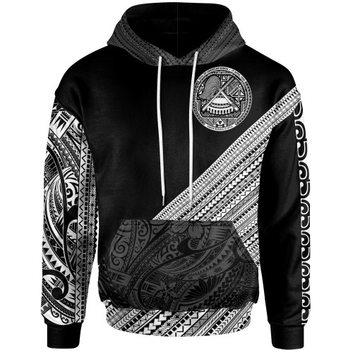 American Samoa Polynesian Custom Personalised Hoodie - Diagonal Pattern White1