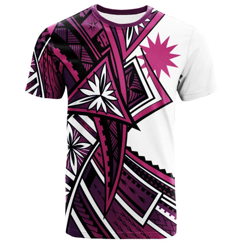 Nauru T-Shirt - Tribal Flower Special Pattern Purple Color 1