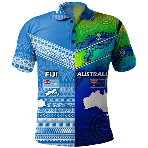 Fiji And Australia Custom Personalised Polo Shirt Fijian Tapa With Australia Aboriginal Style