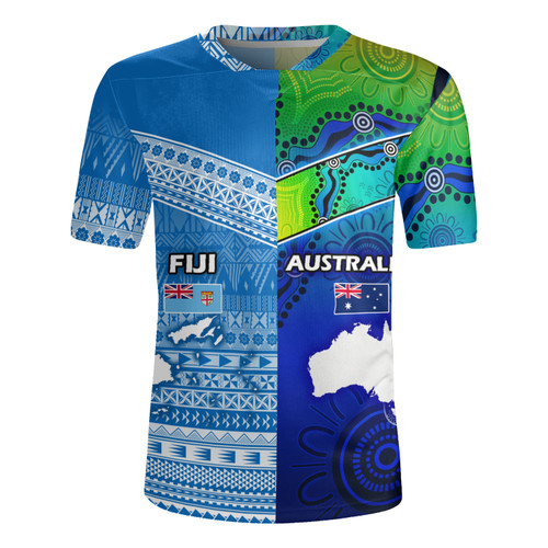Fiji And Australia Custom Personalised Rugby Jersey Fijian Tapa With Australia Aboriginal Style