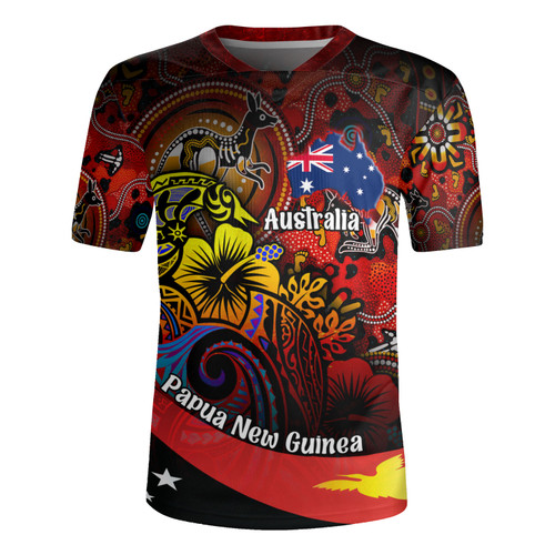 Papua New Guinea And Australia Birds Of Paradise With Aboriginal Rugby Jersey
