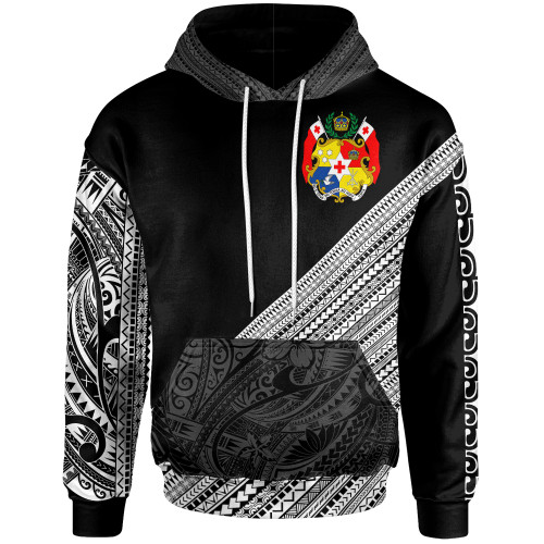 Tonga Polynesian Custom Personalised Hoodie - Diagonal Pattern White1