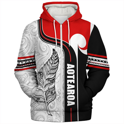 New Zealand Sherpa Hoodie  Maori Aotearoa Silver Fern Symbols Tattoo