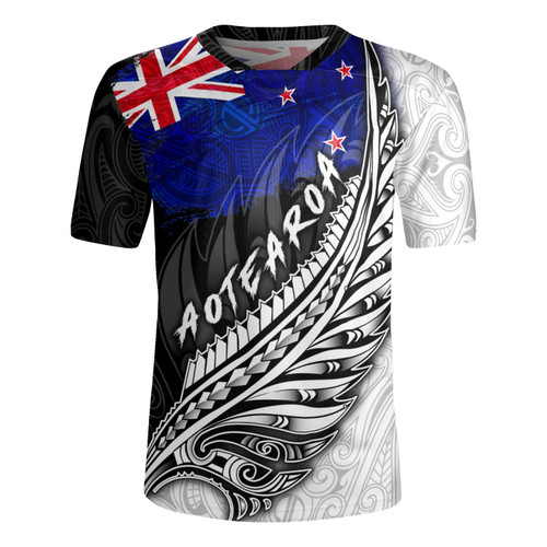 New Zealand Custom Personalised Rugby Jersey Maori Silver Fern Flag Vibes