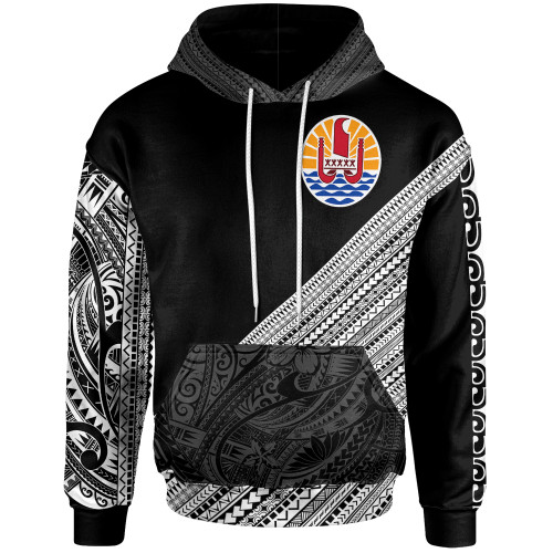 Tahiti Polynesian Custom Personalised Hoodie - Diagonal Pattern White1