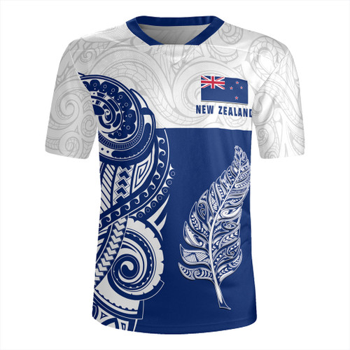 New Zealand Rugby Jersey Maori Pattern Silver Fern Tattoo