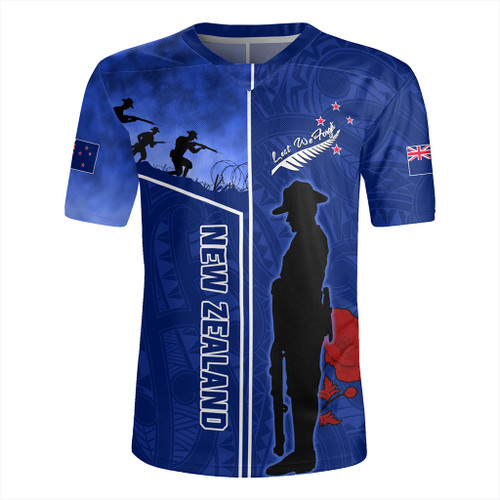 New Zealand Rugby Jersey Anzac Day Lest We Forget Poppy