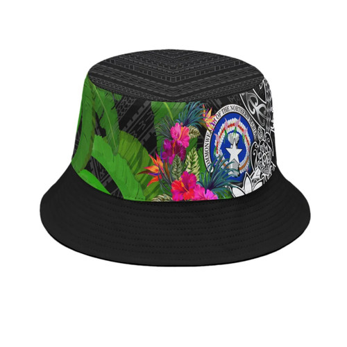Northern Mariana Islands Bucket Hat - Turtle Plumeria Banana Leaf